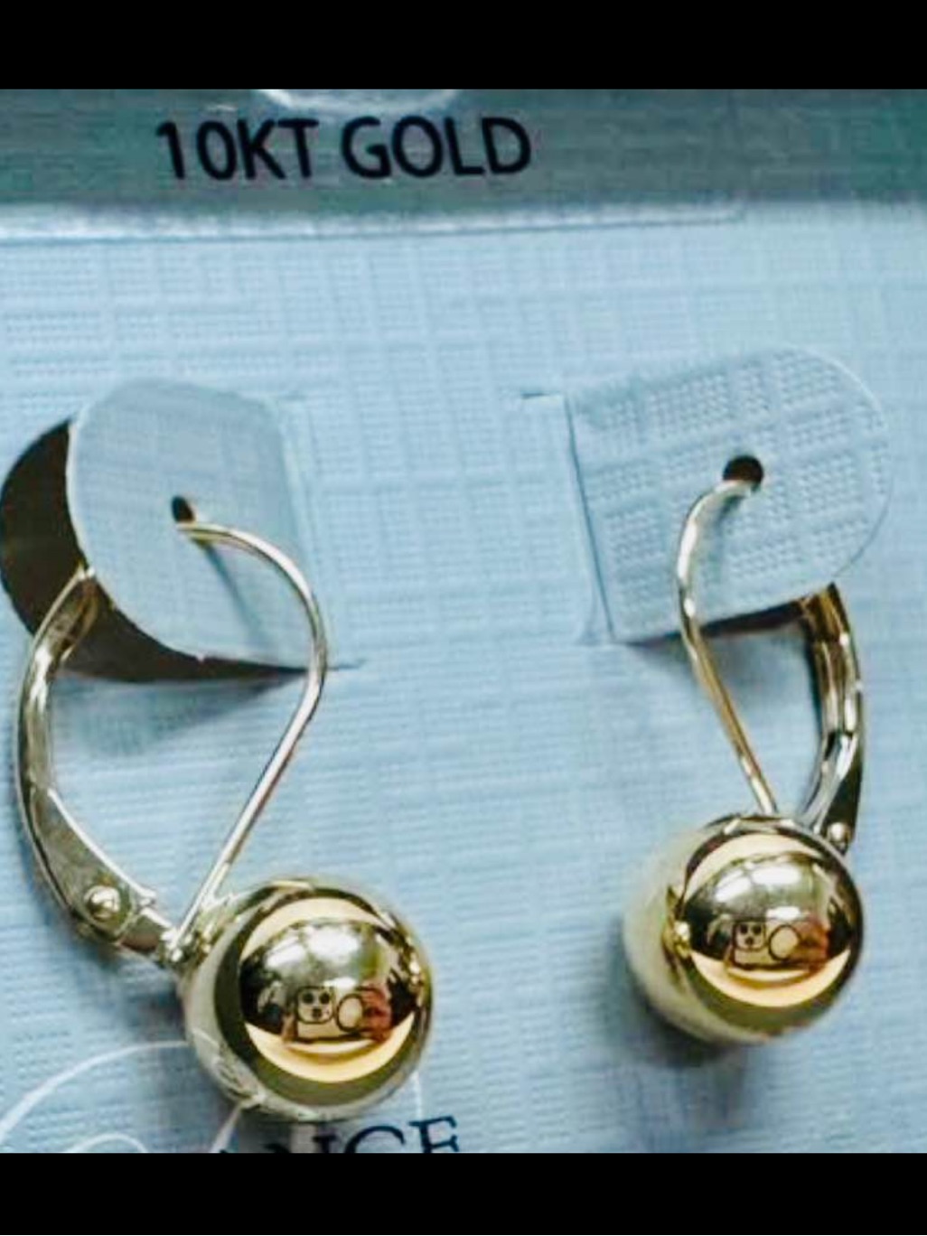 New 10k Solid Gold Ball Earrings Long Dangle Hoops Solid 10k Gold